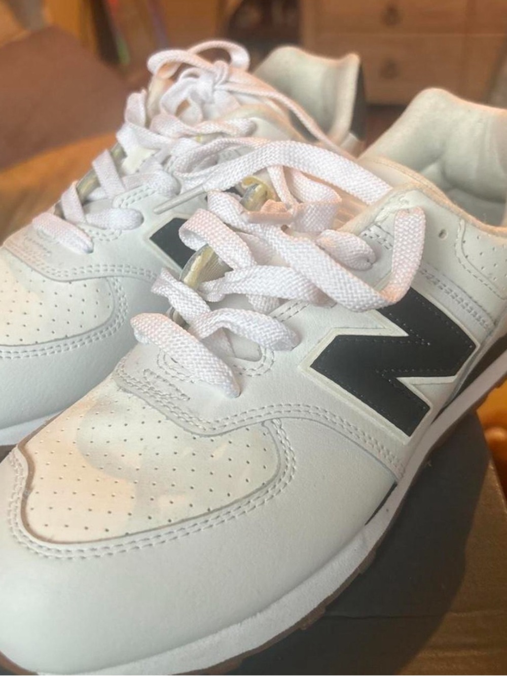 New Balance Kids White Sneakers with Black N Logo